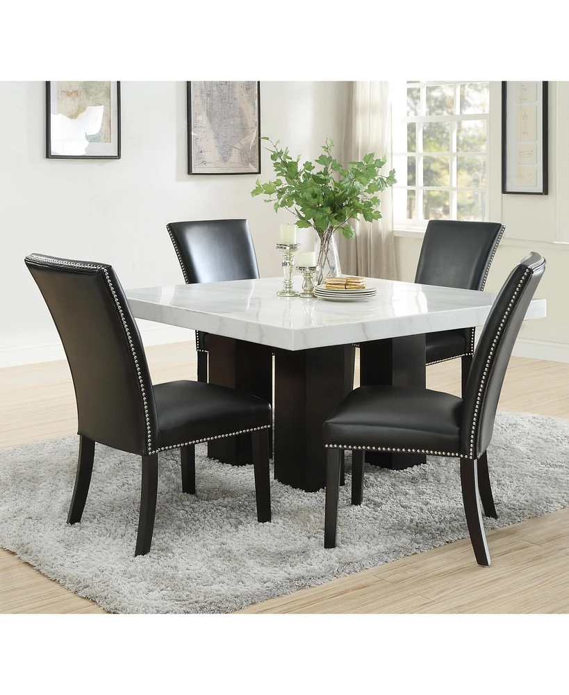 Camila 5-Pc. Dining Set (Square 54" Marble Table & 4 Chairs)