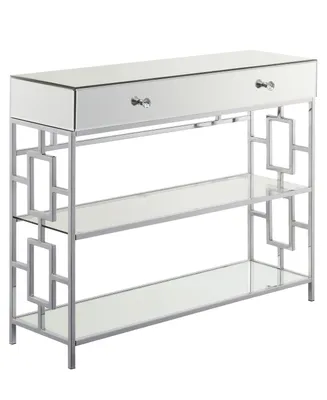 Town Square 1 Drawer Mirrored Console Table - Silver