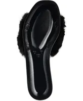 Journee Collection Women's Dusk Faux Fur Band Slide Sandals