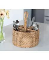 Artifacts Rattan 4 Section Caddy and Cutlery Holder