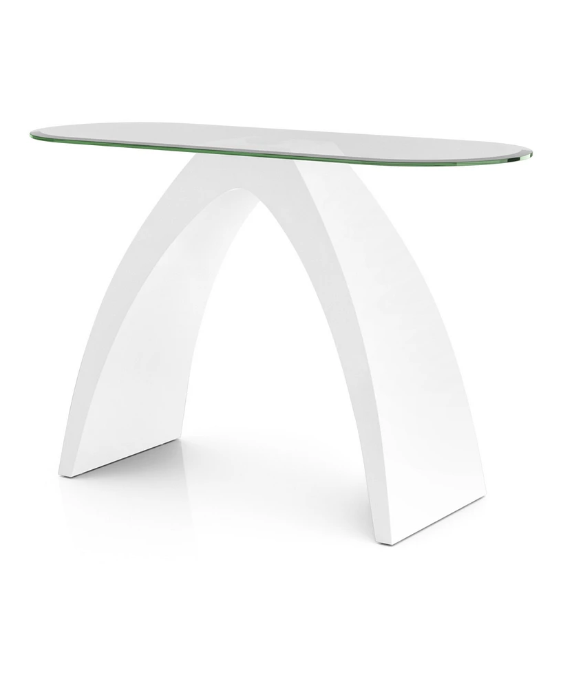 Furniture of America Kilvo Glass Top Sofa Table