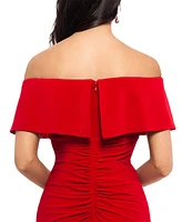 X by Xscape Petite Ruffled Off-The-Shoulder Gown