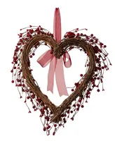 Glitzhome Valentine's Berry Heart Wreath