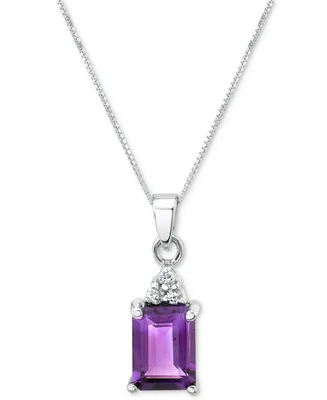 Amethyst (1-5/8 ct. t.w.) & Diamond (1/20 ct. t.w.) 18" Pendant Necklace in 14k White Gold