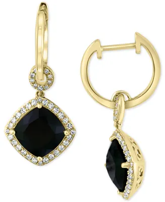 Effy Diamond (1/3 ct. t.w.) & Onyx (10mm) Drop Earrings In 14k Gold