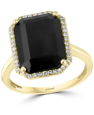 Effy Diamond (1/6 ct. t.w.) & Onyx (14 x 10mm) Statement Ring In 14k Gold