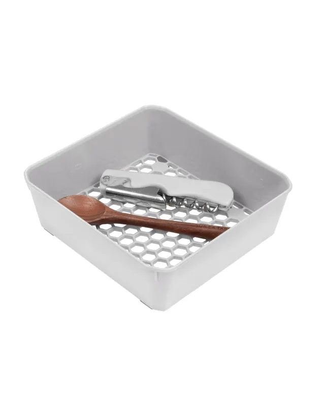 Spectrum Diversified Hexa 6-Divider Expandable Silverware Tray - Stone Gray