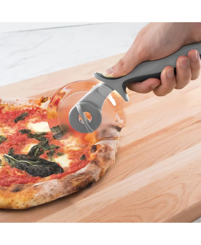 Tovolo Food Prep 2 in 1 Pizza Wheel Utensil for Meal Prep Dough Pizza Pie and Pastry Cutter with Two Blades