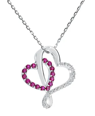 Women's Double-Heart Pendant Necklace in Sterling Silver