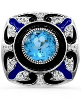 Women's Blue Topaz (2 1/4 ct.t.w.) and Enamel Ring in Sterling Silver