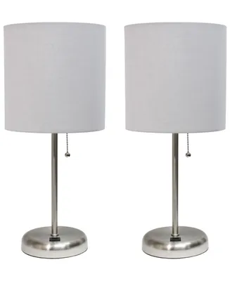 Stick Lamp with Usb Charging Port and Fabric Shade 2 Pack Set
