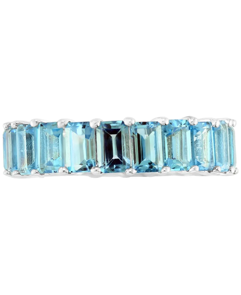 Effy Blue Topaz Emerald-Cut Band (9-1/3 ct. t.w.) in 14k White Gold