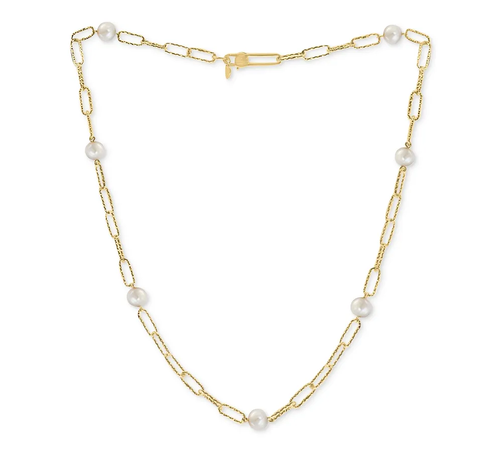 Effy Cultured Freshwater Pearl (7mm) Large Paperclip Link 18" Statement Necklace in 18k Gold-Plated Sterling Silver