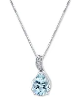 Aquamarine (3/4 ct. t.w.) & Diamond Accent 18" Pendant Necklace in 14k White Gold