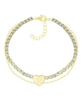 And Now This Crystal & Heart Double Row Ankle Bracelet