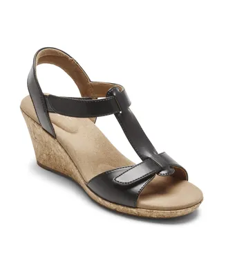 Rockport Women's Blanca T Strap Wedge Sandals