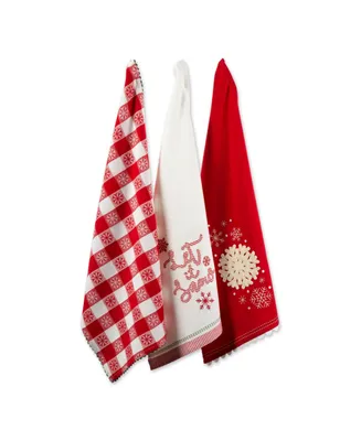 Design Imports Santa Chef Clause Kitchen, Let It Snow Dishtowel, Set of 3
