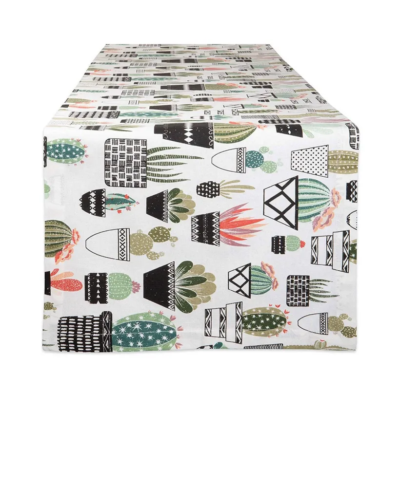 Design Imports Urban Oasis Cactus Print Table Runner, 14" x 108"