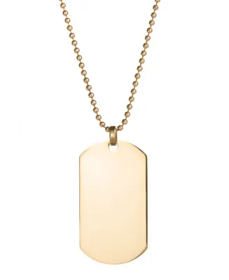 Men's Gold Plated Large Stainless Steel Dog Tag Necklace