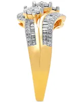 Diamond Three Stone Baguette Swirl Ring (3/4 ct. t.w.) 10k Gold