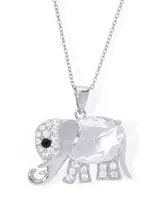 Simulated Birthstone Elephant Pendant 18" Necklace Silver Plate