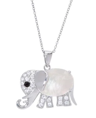 Simulated Birthstone Elephant Pendant 18" Necklace in Silver Plate