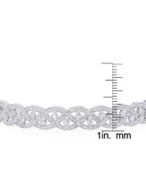 Diamond Accent Braided Twist Bangle in Silver Plate