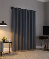 Cayden Grid Texture Draft Shield Fleece Insulated 100% Blackout Grommet Curtain Panel