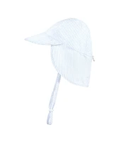 Hudson Baby Boys Sun Protection Hat, Blue Stripe, 0-6 Months