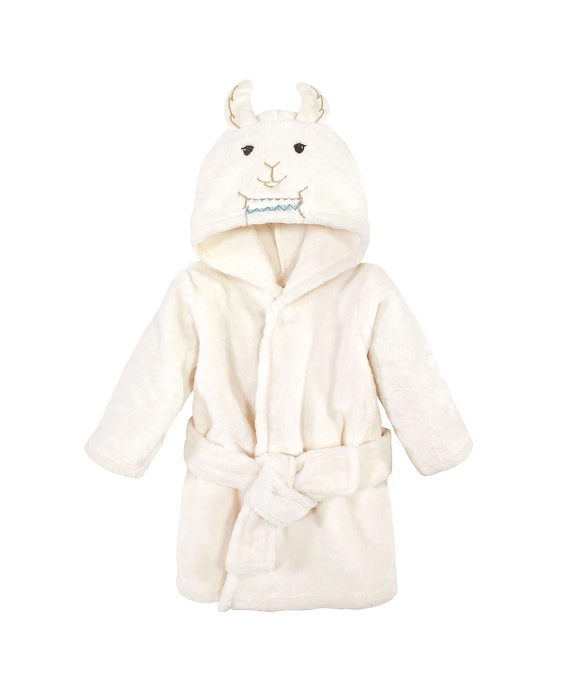 Little Treasure Baby Boys Unisex Plush Bathrobe, Neutral Llama, 0-9 Months