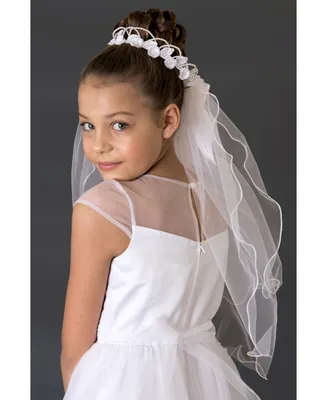 Us Angels Flower Wreath with Veil and Ribbon Bow