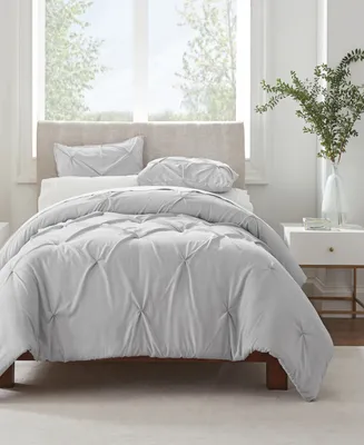 Serta Simply Clean Antimicrobial Pleated King Duvet Set,3 Piece