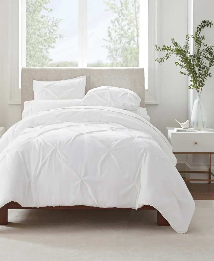 Serta Simply Clean Antimicrobial Pleated Full and Queen Duvet Set,3 Piece