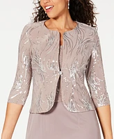 Alex Evenings Petite Sequined A-Line Midi Dress and Jacket