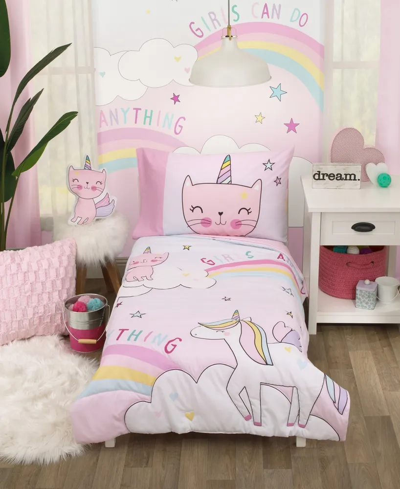 The Caticorn Girl Power 4 Piece Toddler Bedding Set