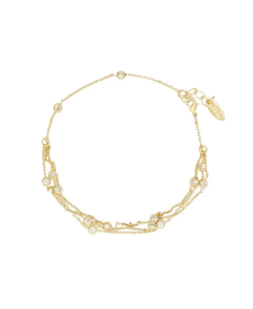 Ettika Fine Details Gold Plated Chain Cubic Zirconia Anklet