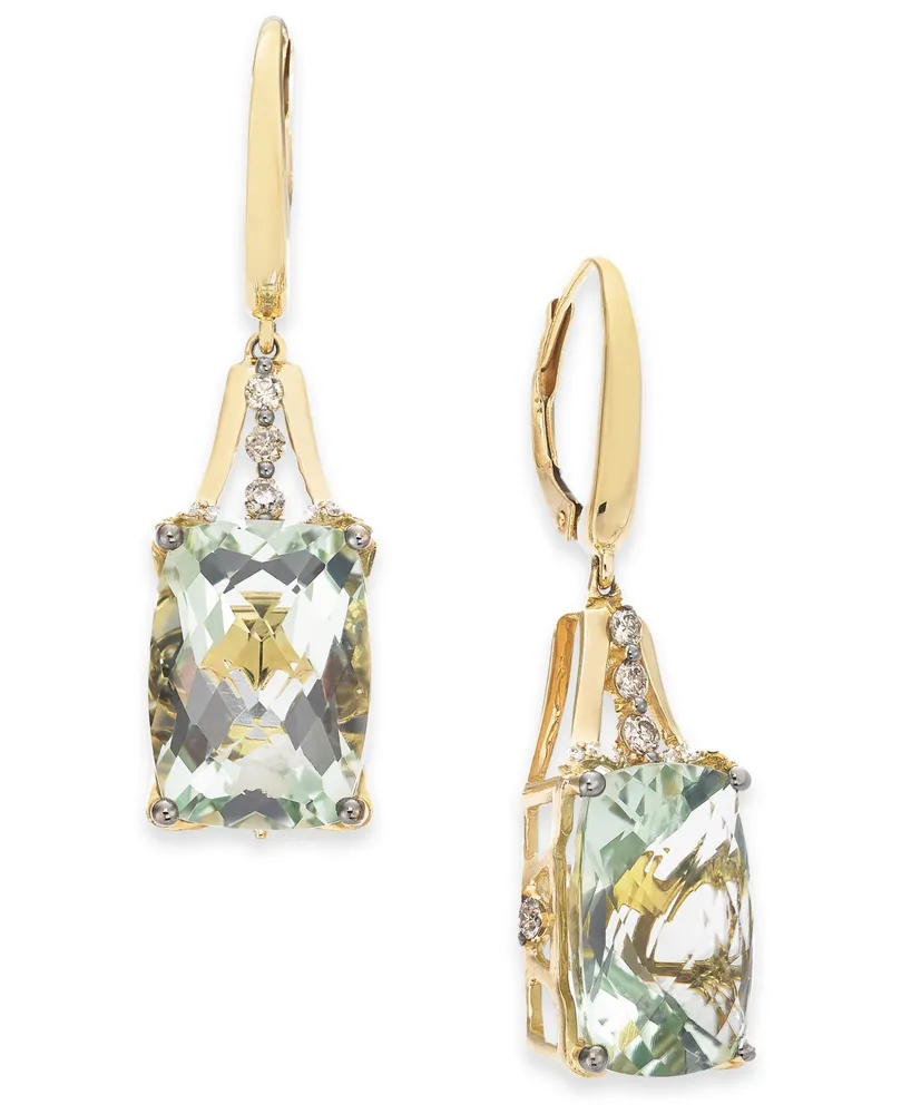 Le Vian Mint Julep Quartz (12-3/8 ct. t.w.) & Diamond (3/8 ct. t.w.) Drop Earrings in 14k Gold
