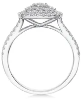 Diamond Multi-Layer Square Halo Engagement Ring (1 ct. t.w.) in 14k White Gold