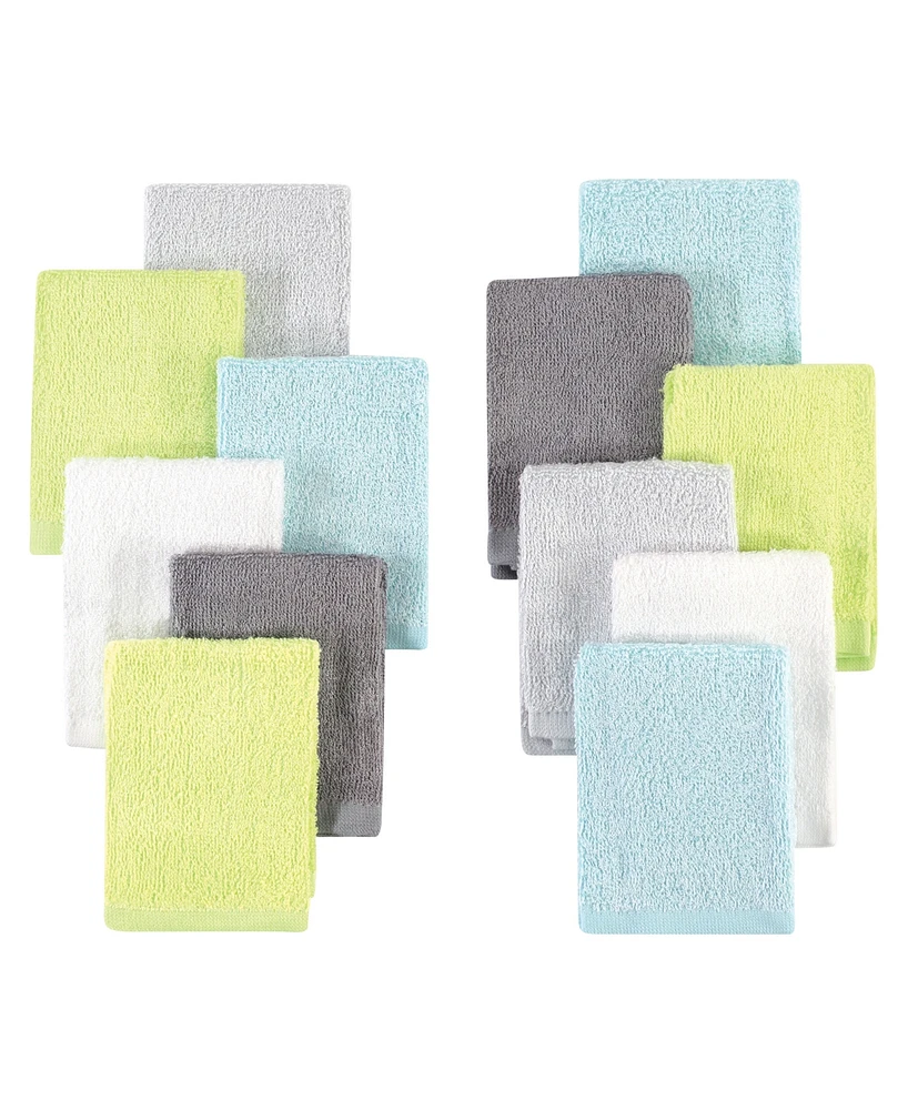 Hudson Baby Infant Boy Rayon from Bamboo Woven Washcloths 12pk, Gray Mint Lime, One Size