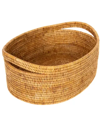 Artifacts Rattan Oval Basket with Cutout Handles