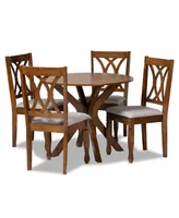 Maya Modern and Contemporary Fabric Upholstered 5 Piece Dining Set