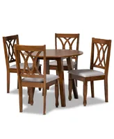 Leon Modern and Contemporary Fabric Upholstered 5 Piece Dining Set