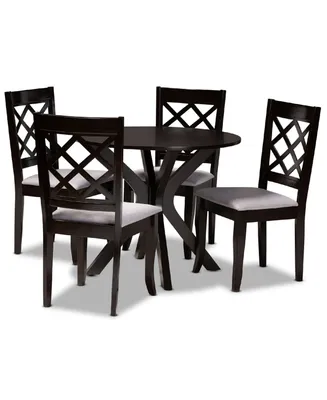 Jana Modern and Contemporary Fabric Upholstered 5 Piece Dining Set