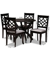 Sandra Modern and Contemporary Fabric Upholstered 5 Piece Dining Set