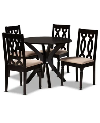 Callie Modern and Contemporary Fabric Upholstered 5 Piece Dining Set