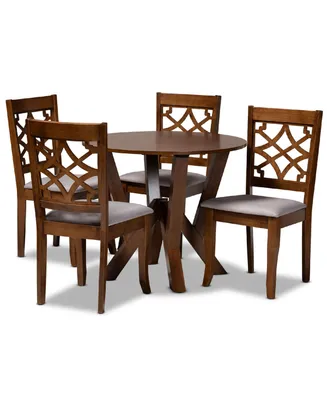 Alisa Modern and Contemporary Fabric Upholstered 5 Piece Dining Set