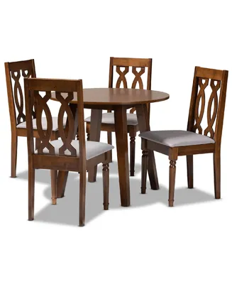 Pia Modern and Contemporary Fabric Upholstered 5 Piece Dining Set