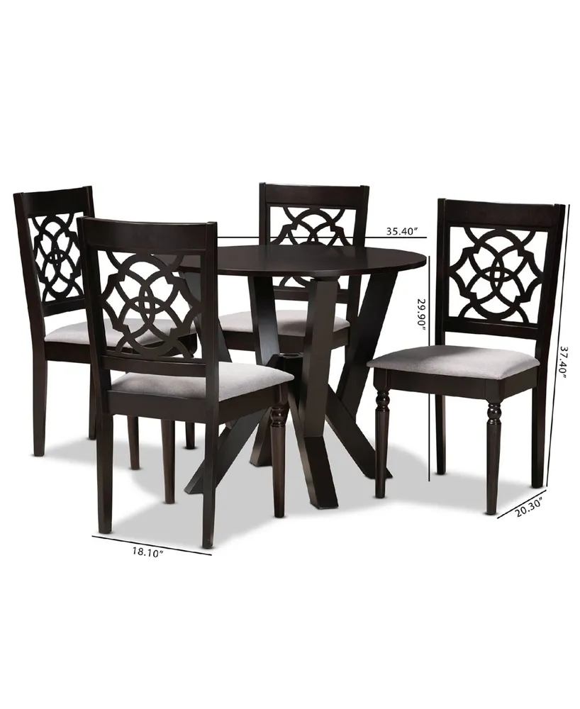 Alma Modern and Contemporary Fabric Upholstered 5 Piece Dining Set