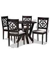 Alma Modern and Contemporary Fabric Upholstered 5 Piece Dining Set