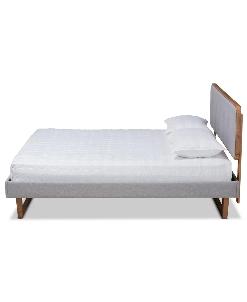 Sofia Mid-Century Modern Fabric Upholstered Queen Size Platform Bed